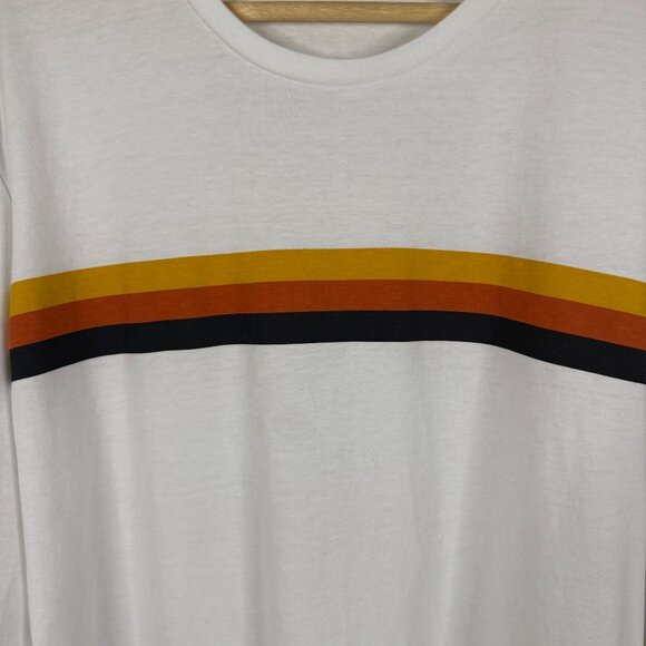 Old Navy Long Sleeve White Soft-Washed Men's Tee Retro Stripe Design Size XL - Picture 4 of 11